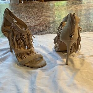 Steve Madden Beige Fringe Stiletto Heels